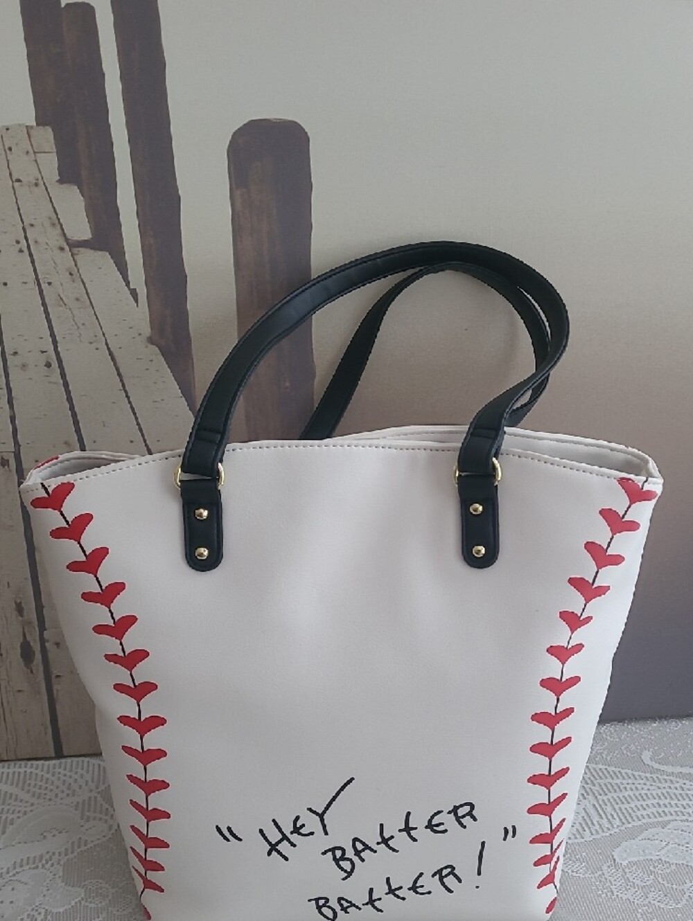 Betsey Johnson Baseball Tote with MIssing Baseball Charm NWT - Picture 2 of 9